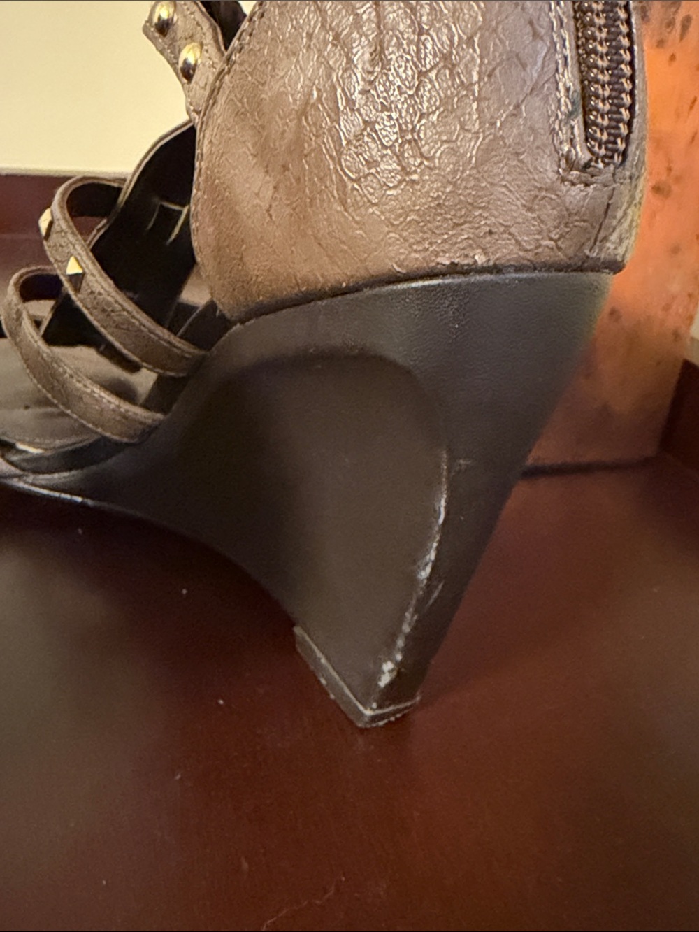 Studded Brown Strappy High-Heel Sandals - Women - Picture 5 of 6